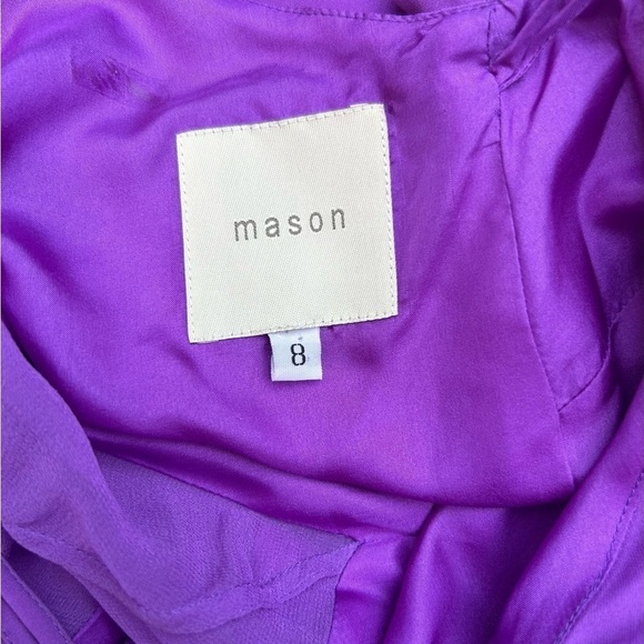 Mason by Michelle Mason  Purple Silk Asymmetrical Midi Dress halter size 8 - Picture 11 of 13